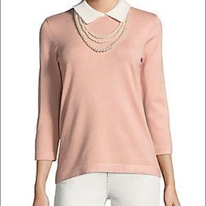 Karl Lagerfeld blush sweater w detachable necklace